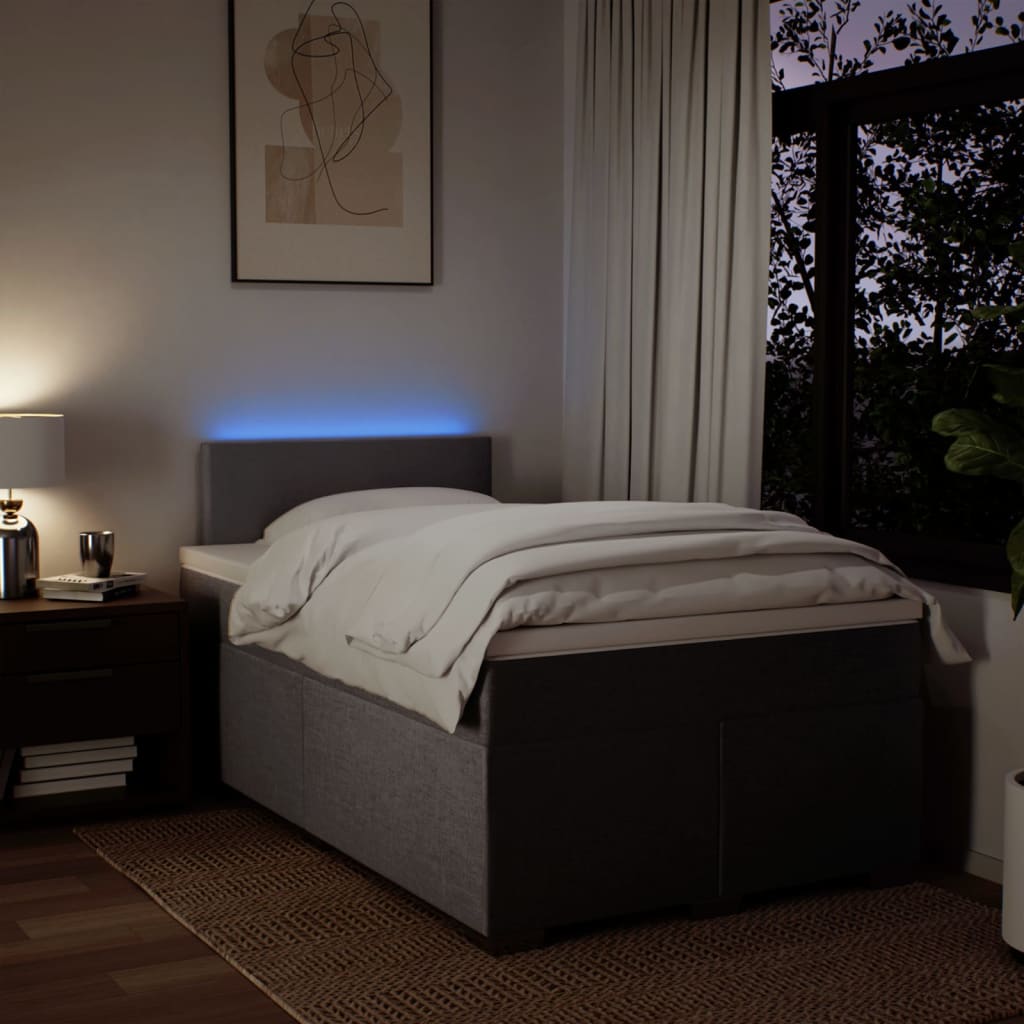 Sommier à lattes de lit avec matelas taupe 120x190 cm tissu - XIOS