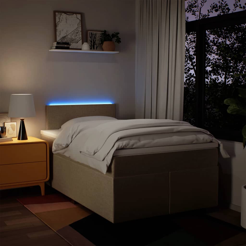 Sommier à lattes de lit avec matelas crème 120x190 cm tissu - XIOS