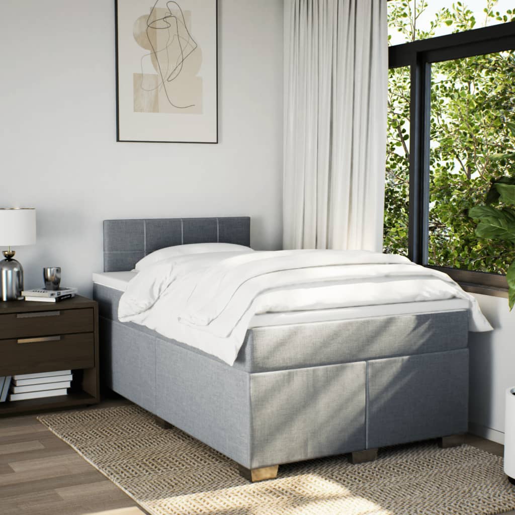 Sommier à lattes de lit et matelas gris clair 120x190 cm tissu - XIOS