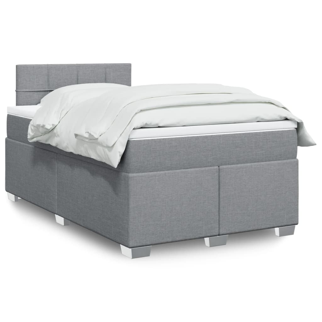 Sommier à lattes de lit et matelas gris clair 120x190 cm tissu - XIOS