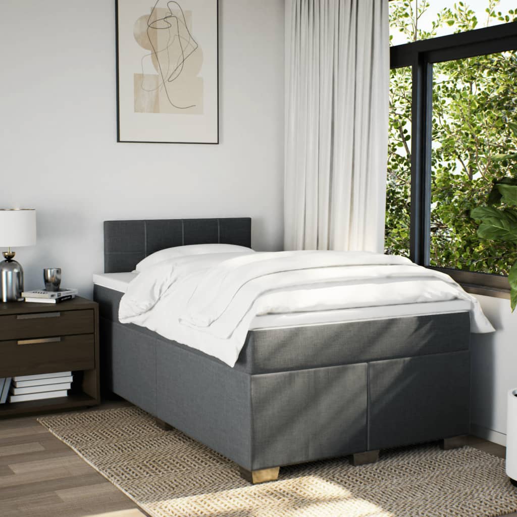 Sommier à lattes de lit avec matelas gris foncé 120x190cm tissu - XIOS