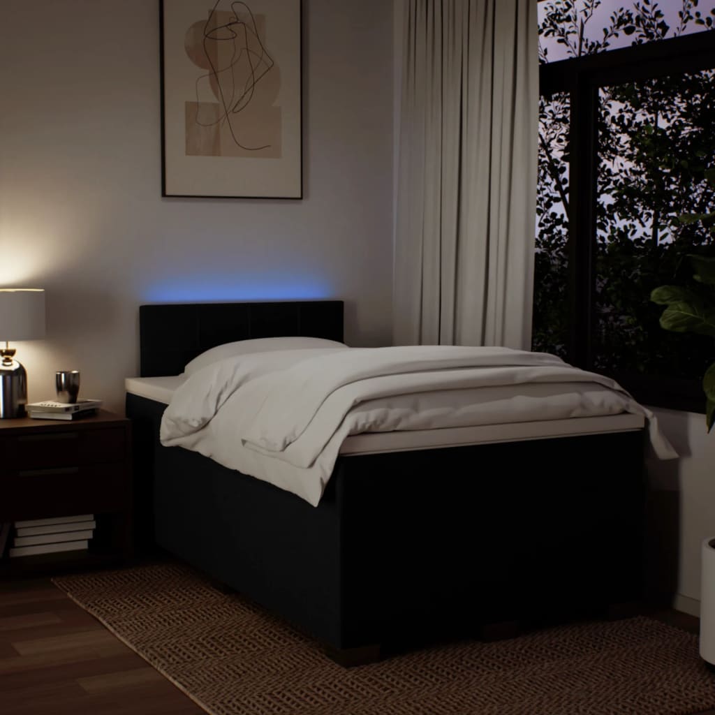 Sommier à lattes de lit avec matelas noir 120x190 cm tissu - XIOS
