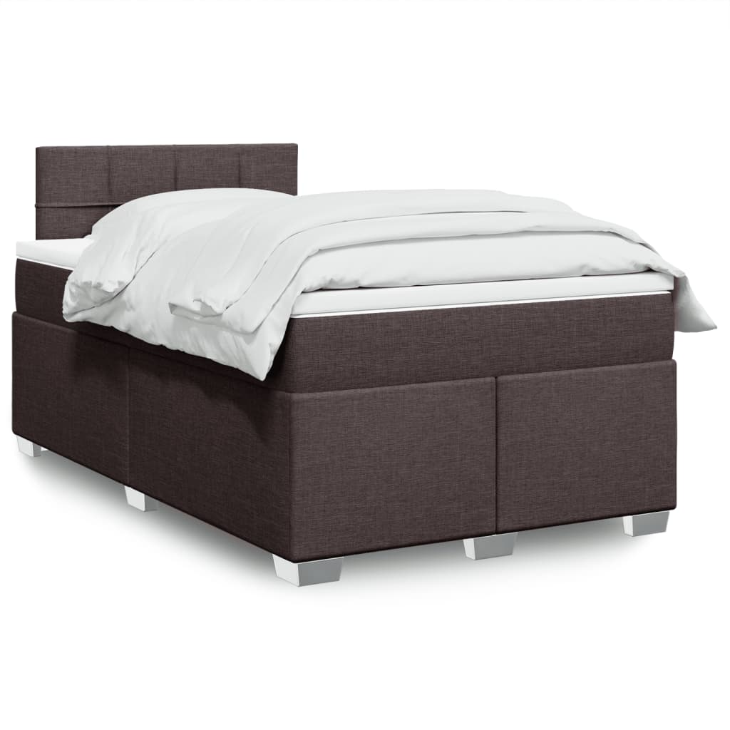 Sommier à lattes de lit et matelas marron foncé 120x190cm tissu - XIOS