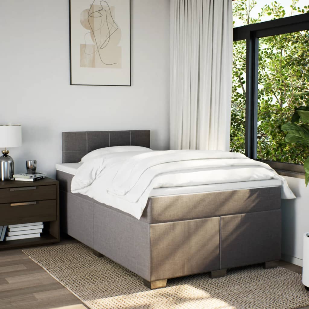 Sommier à lattes de lit avec matelas taupe 120x190 cm tissu - XIOS