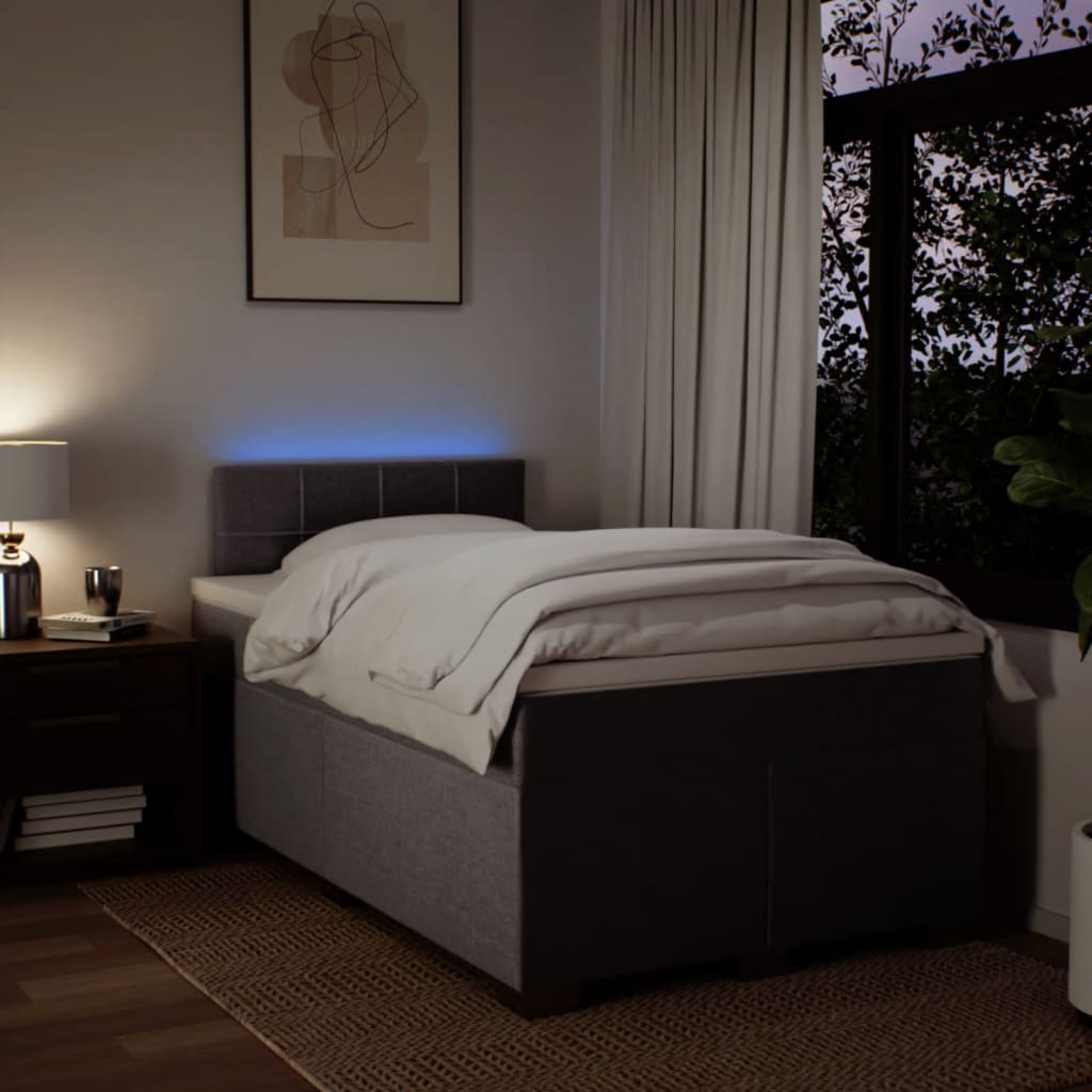 Sommier à lattes de lit avec matelas taupe 120x190 cm tissu - XIOS