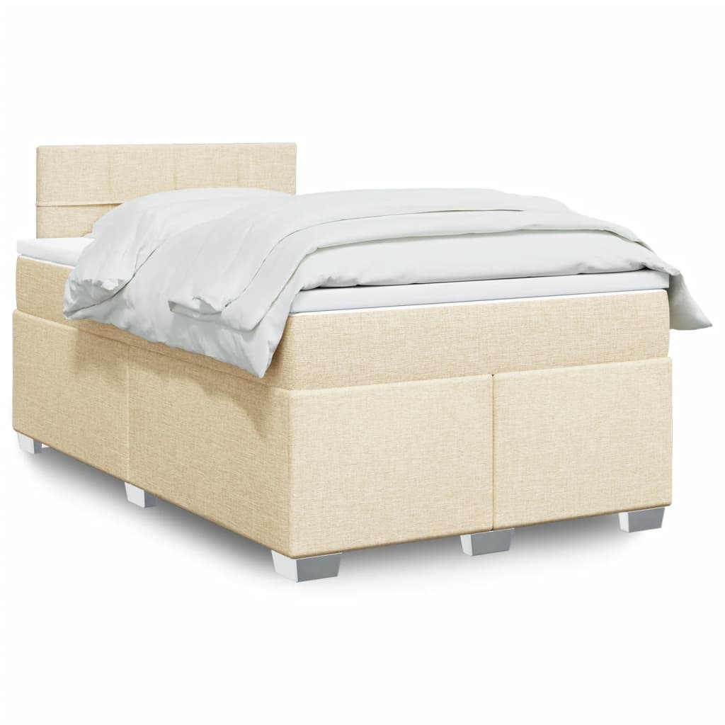Sommier à lattes de lit avec matelas crème 120x190 cm tissu - XIOS