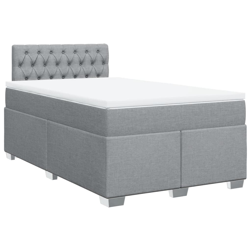 Sommier à lattes de lit et matelas gris clair 120x190 cm tissu - XIOS
