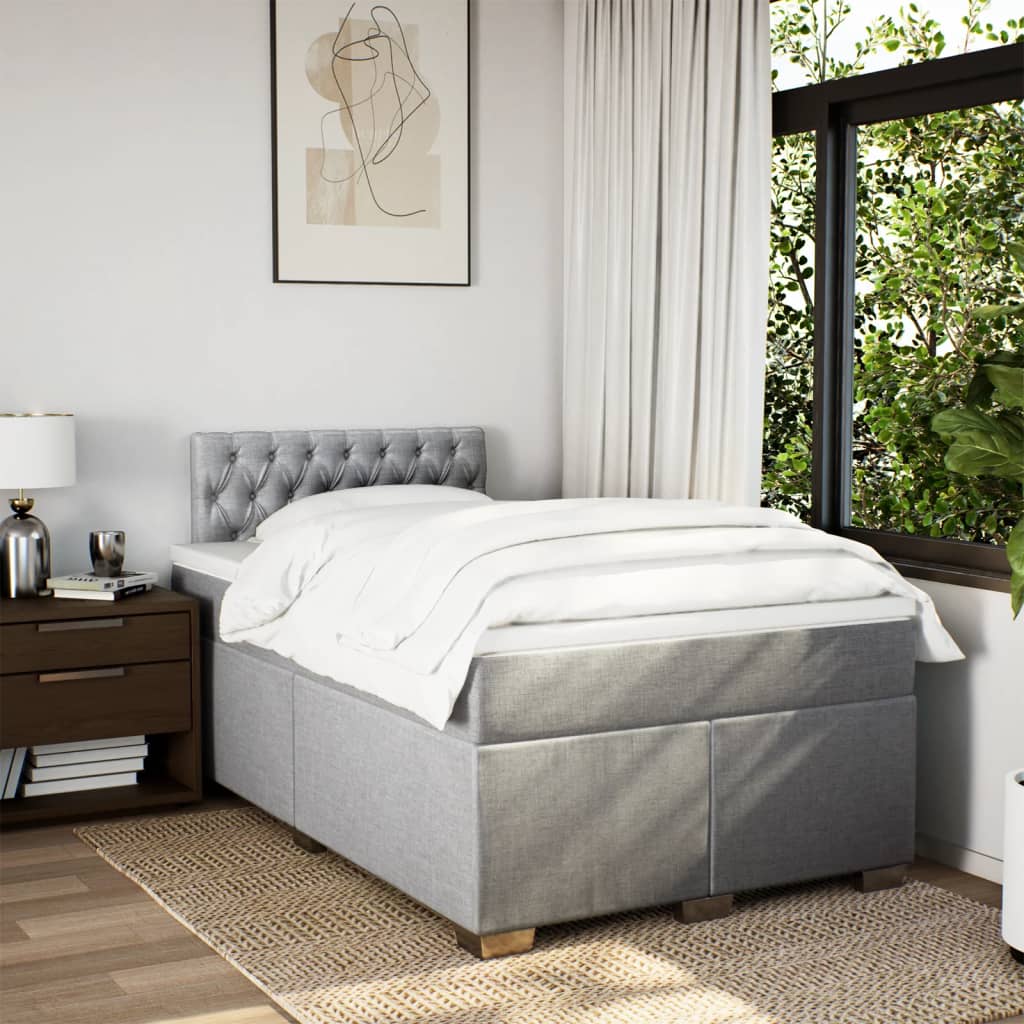 Sommier à lattes de lit et matelas gris clair 120x190 cm tissu - XIOS