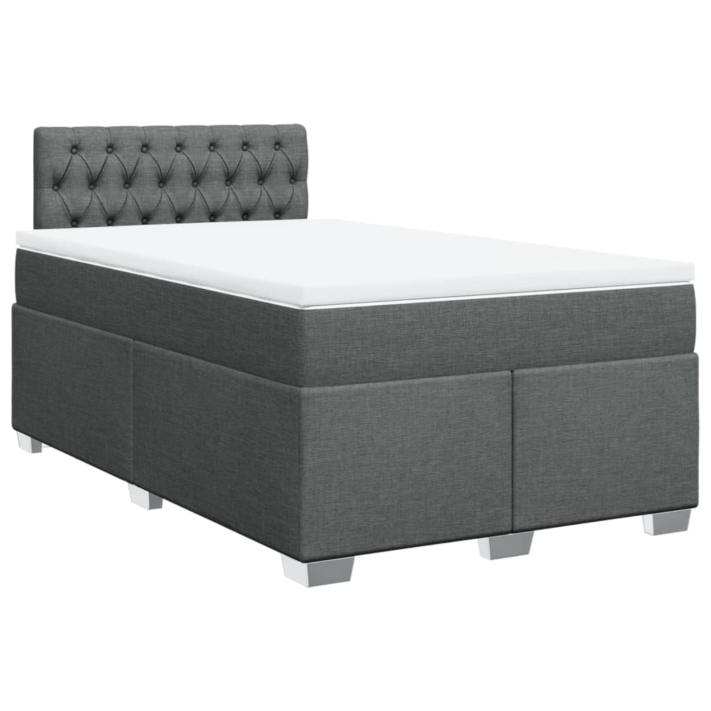 Sommier à lattes de lit avec matelas gris foncé 120x190cm tissu - XIOS