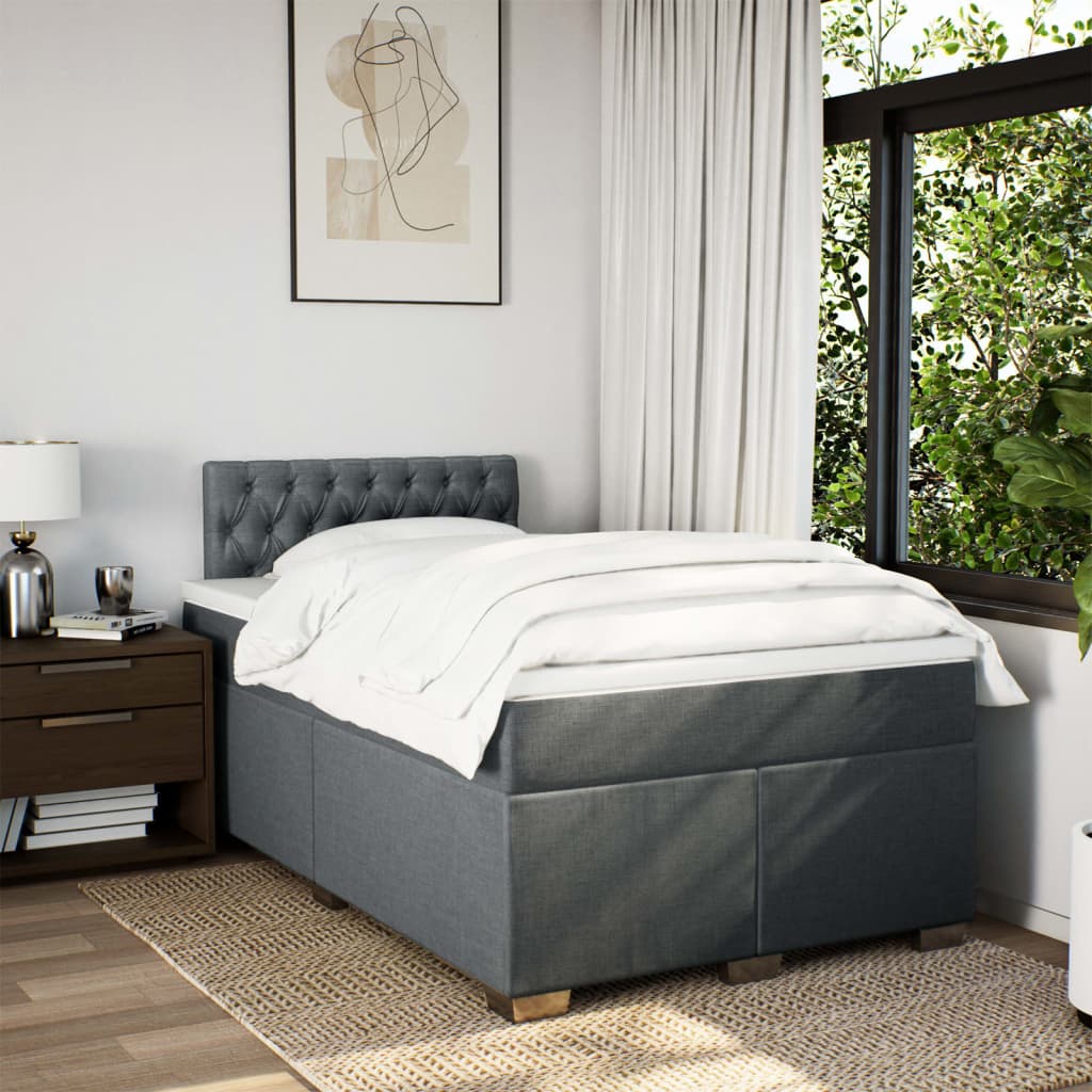Sommier à lattes de lit avec matelas gris foncé 120x190cm tissu - XIOS