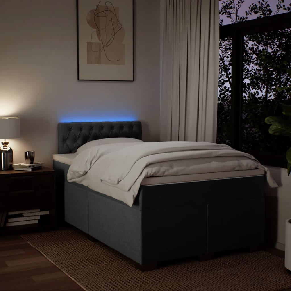 Sommier à lattes de lit avec matelas gris foncé 120x190cm tissu - XIOS