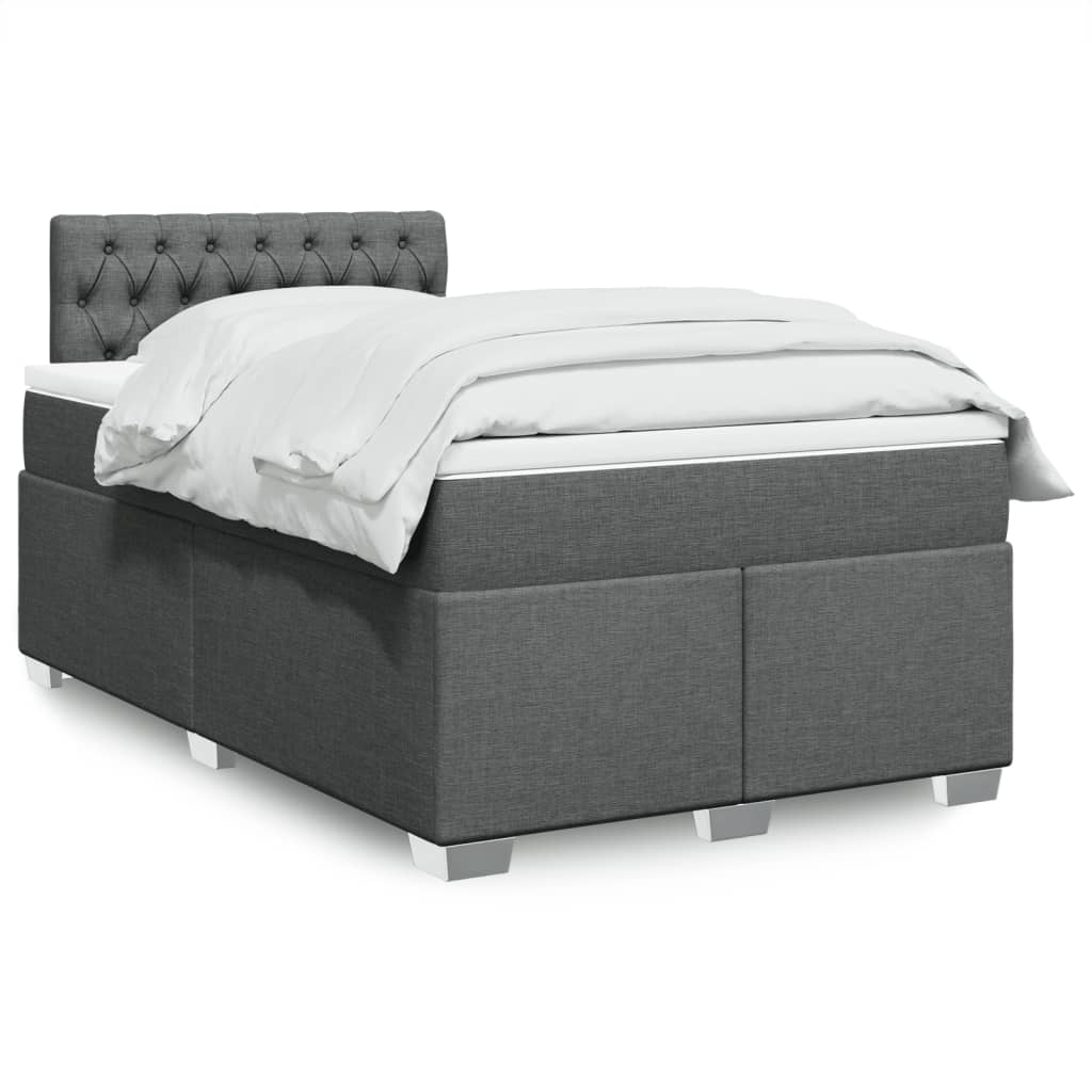 Sommier à lattes de lit avec matelas gris foncé 120x190cm tissu - XIOS