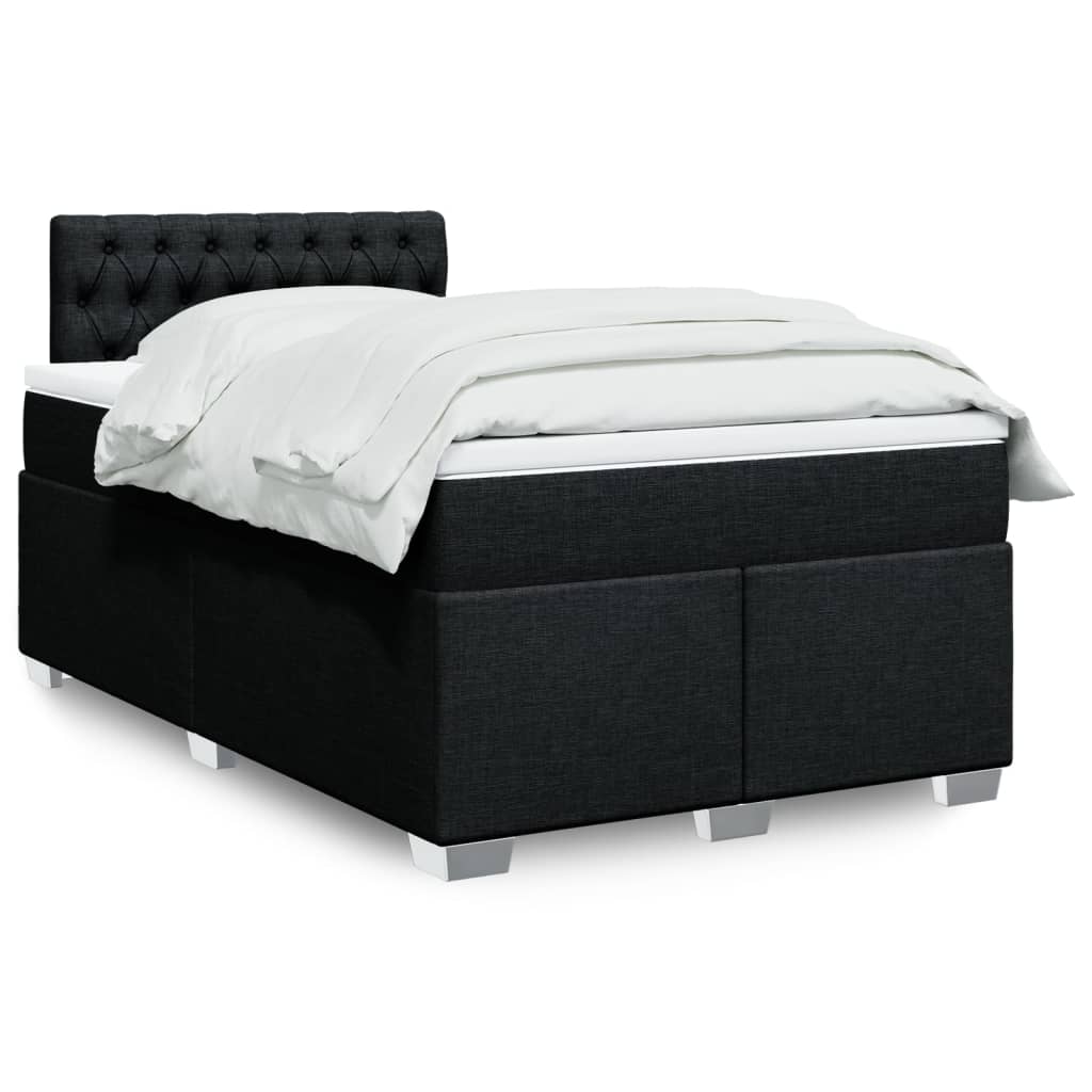 Sommier à lattes de lit avec matelas noir 120x190 cm tissu - XIOS