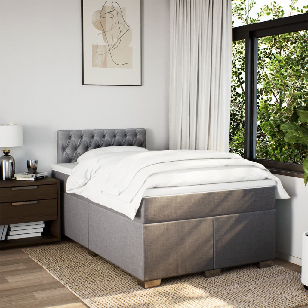Sommier à lattes de lit avec matelas taupe 120x190 cm tissu - XIOS