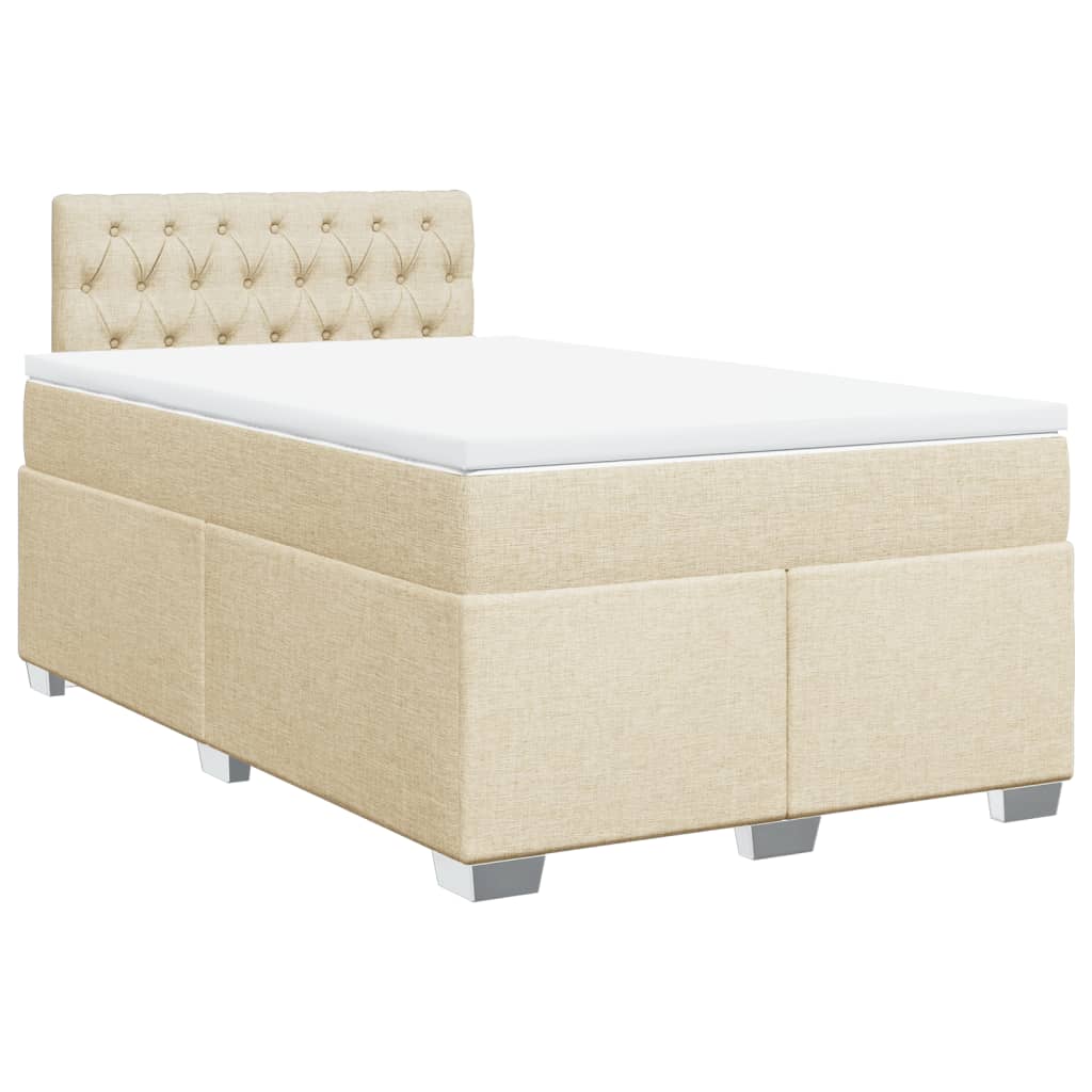 Sommier à lattes de lit avec matelas crème 120x190 cm tissu - XIOS