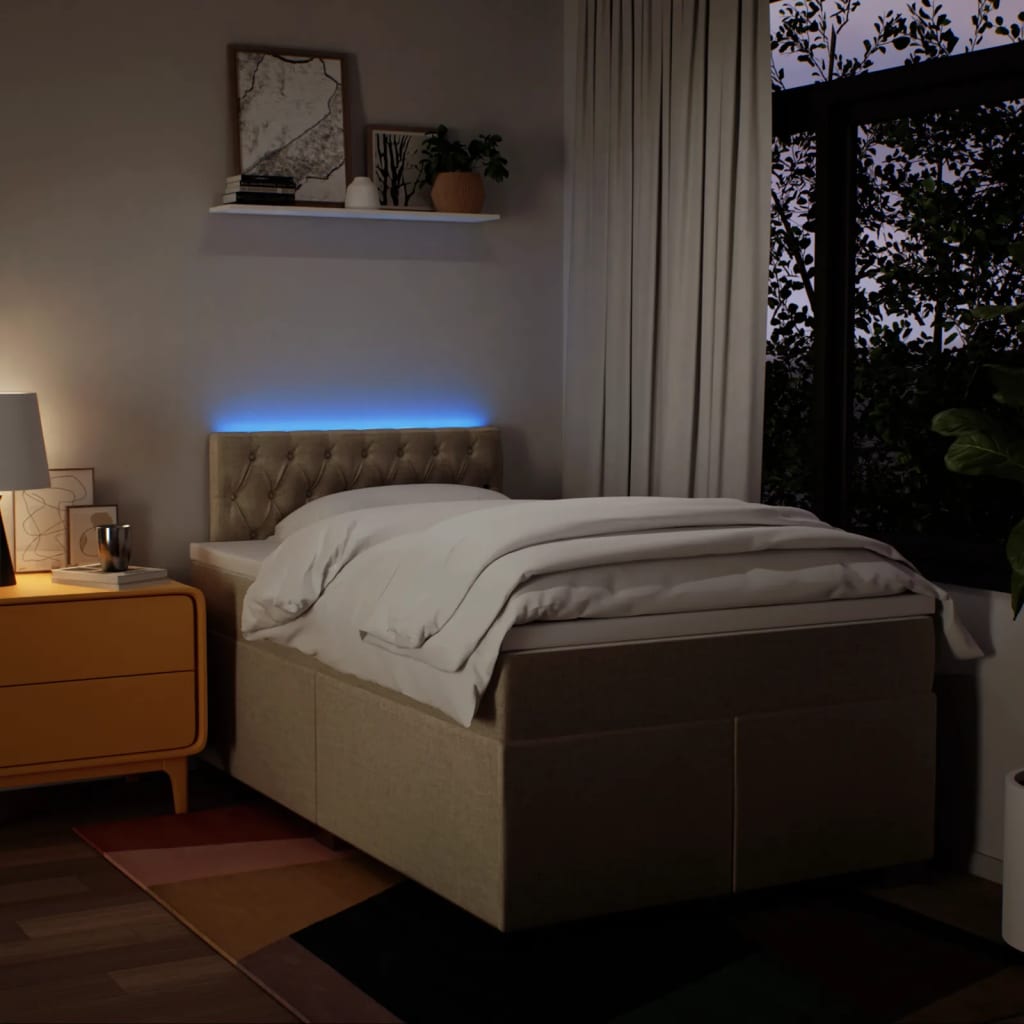 Sommier à lattes de lit avec matelas crème 120x190 cm tissu - XIOS