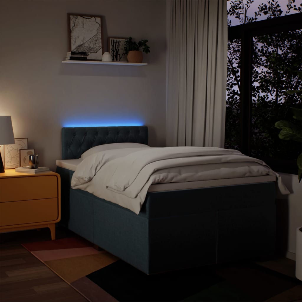 Sommier à lattes de lit avec matelas bleu 120x190 cm tissu - XIOS