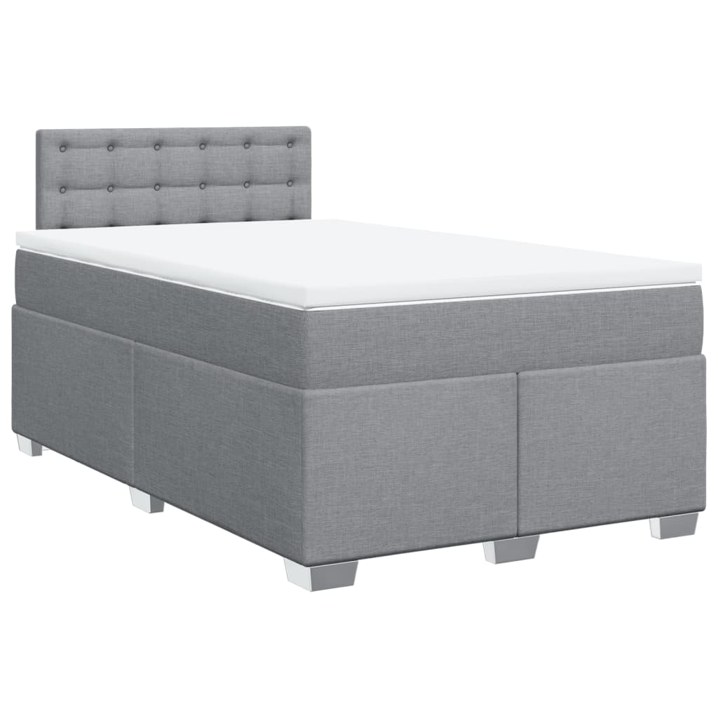 Sommier à lattes de lit et matelas gris clair 120x190 cm tissu - XIOS