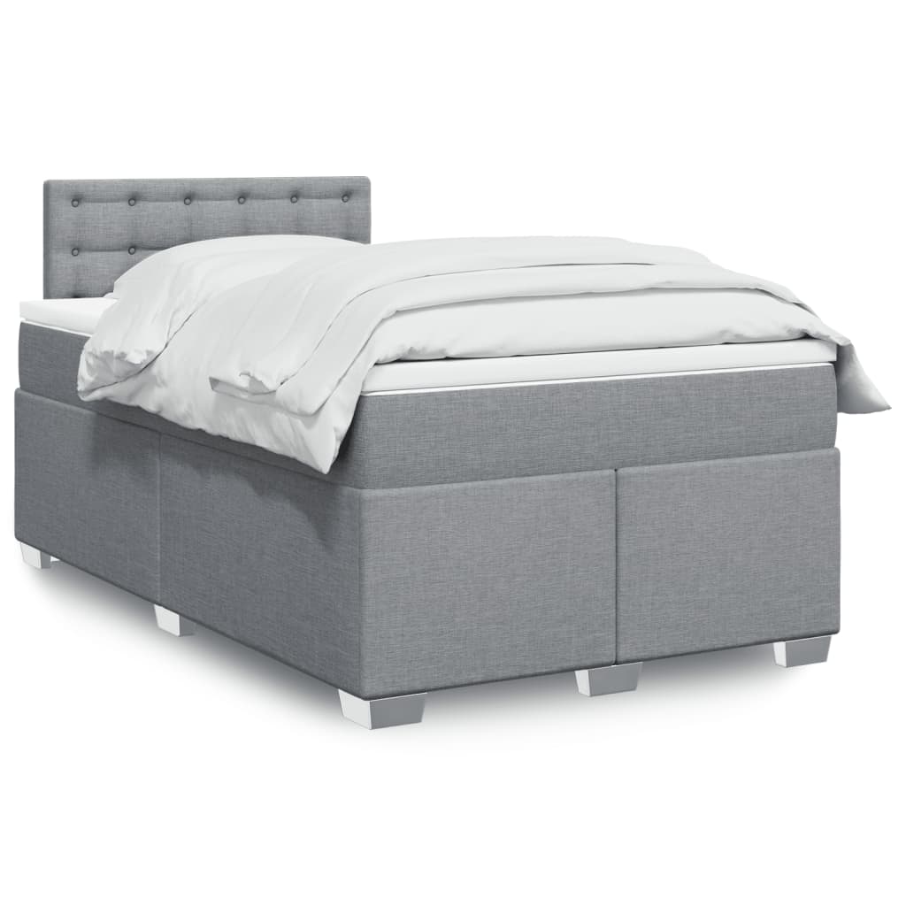 Sommier à lattes de lit et matelas gris clair 120x190 cm tissu - XIOS