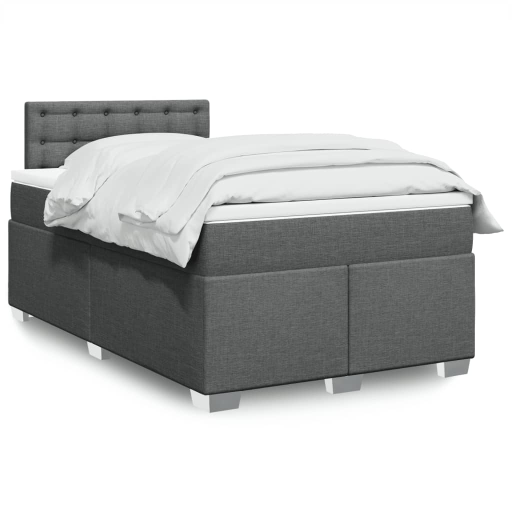 Sommier à lattes de lit avec matelas gris foncé 120x190cm tissu - XIOS