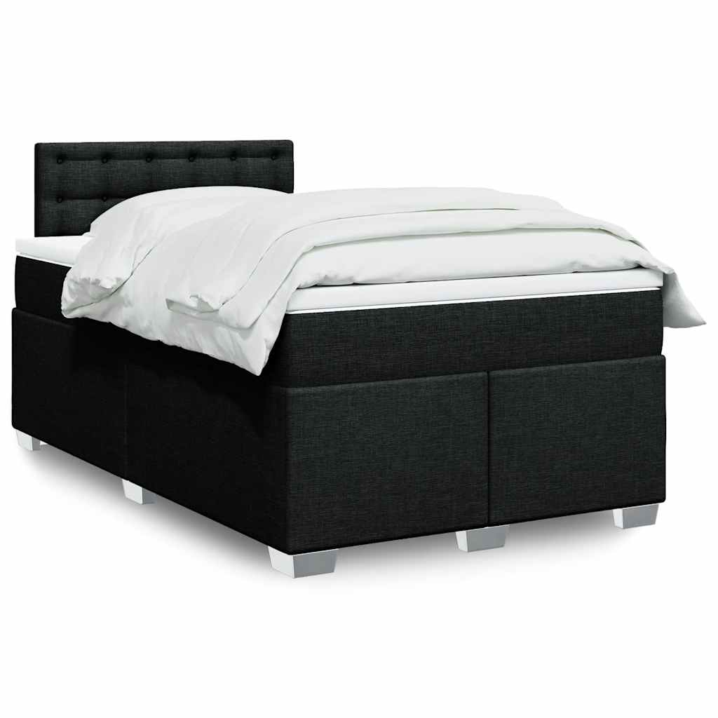 Sommier à lattes de lit avec matelas noir 120x190 cm tissu - XIOS