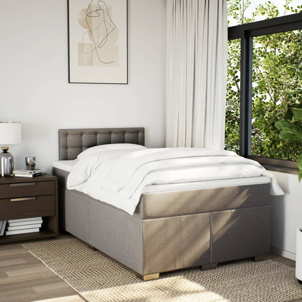 Sommier à lattes de lit avec matelas taupe 120x190 cm tissu - XIOS