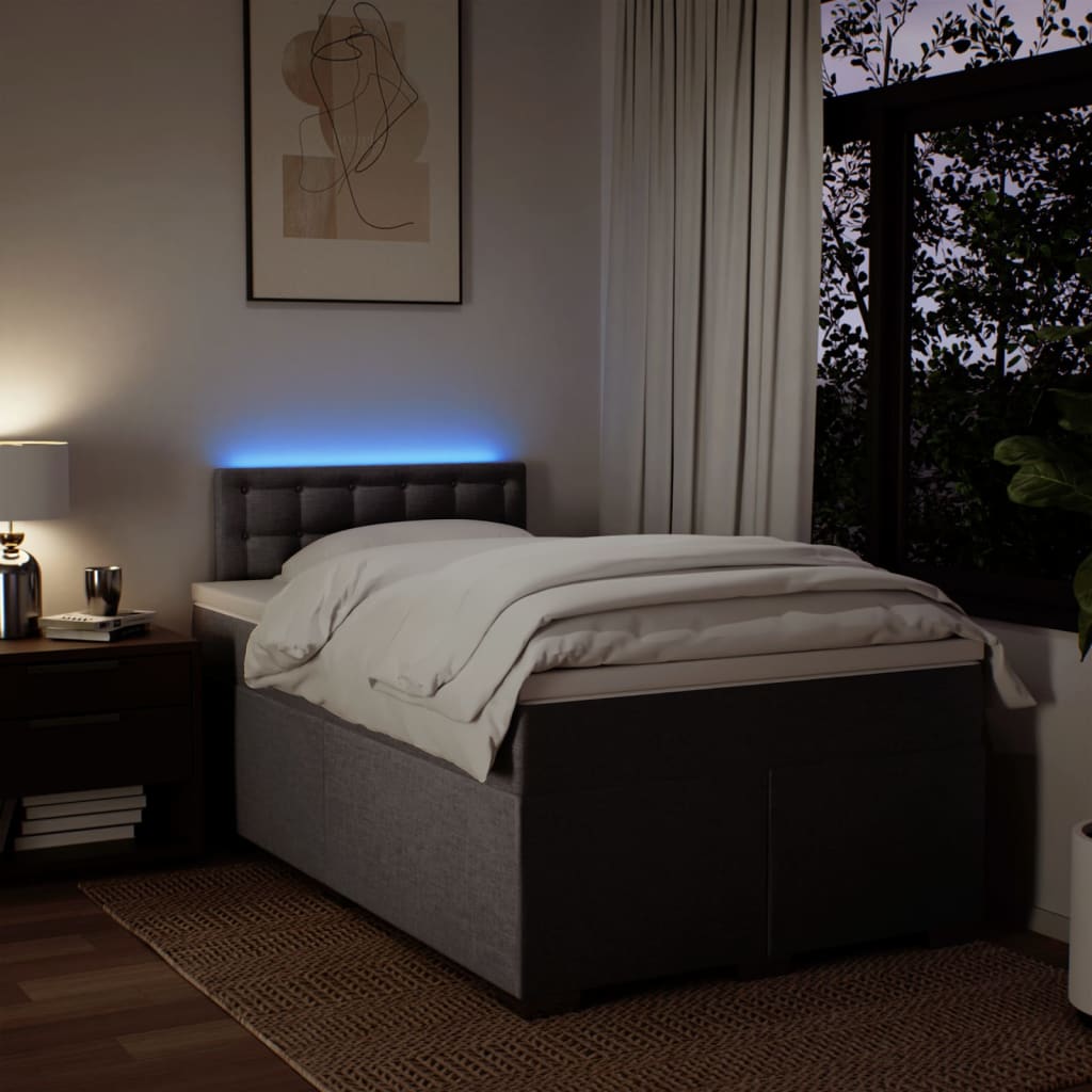 Sommier à lattes de lit avec matelas taupe 120x190 cm tissu - XIOS