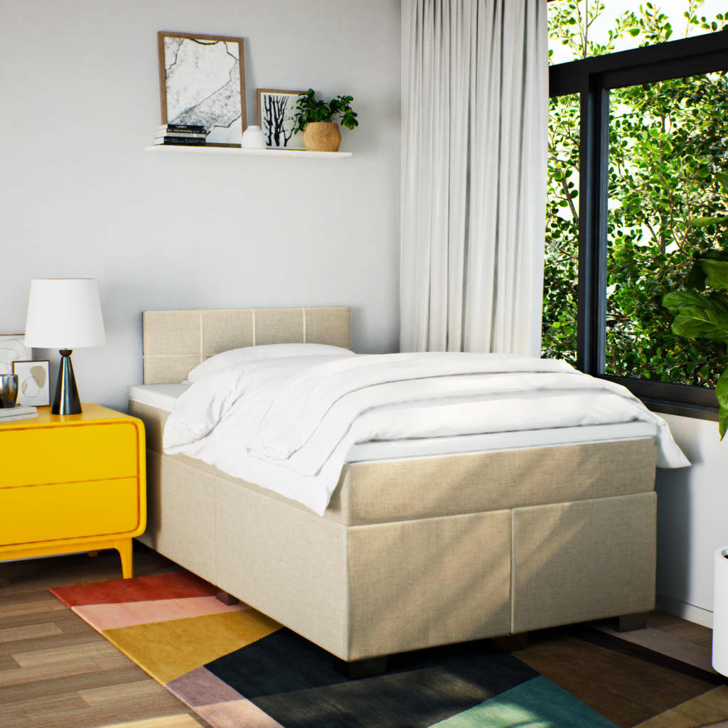 Sommier à lattes de lit avec matelas Crème 120x200 cm Tissu - XIOS