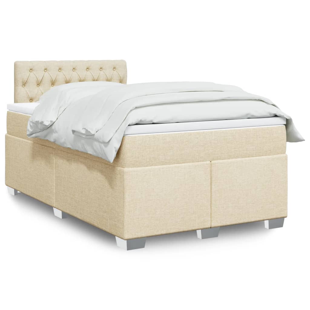 Sommier à lattes de lit avec matelas Crème 120x200 cm Tissu - XIOS