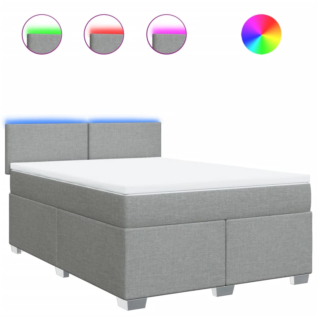 Sommier à lattes de lit avec matelas Gris clair 140x190cm Tissu - XIOS