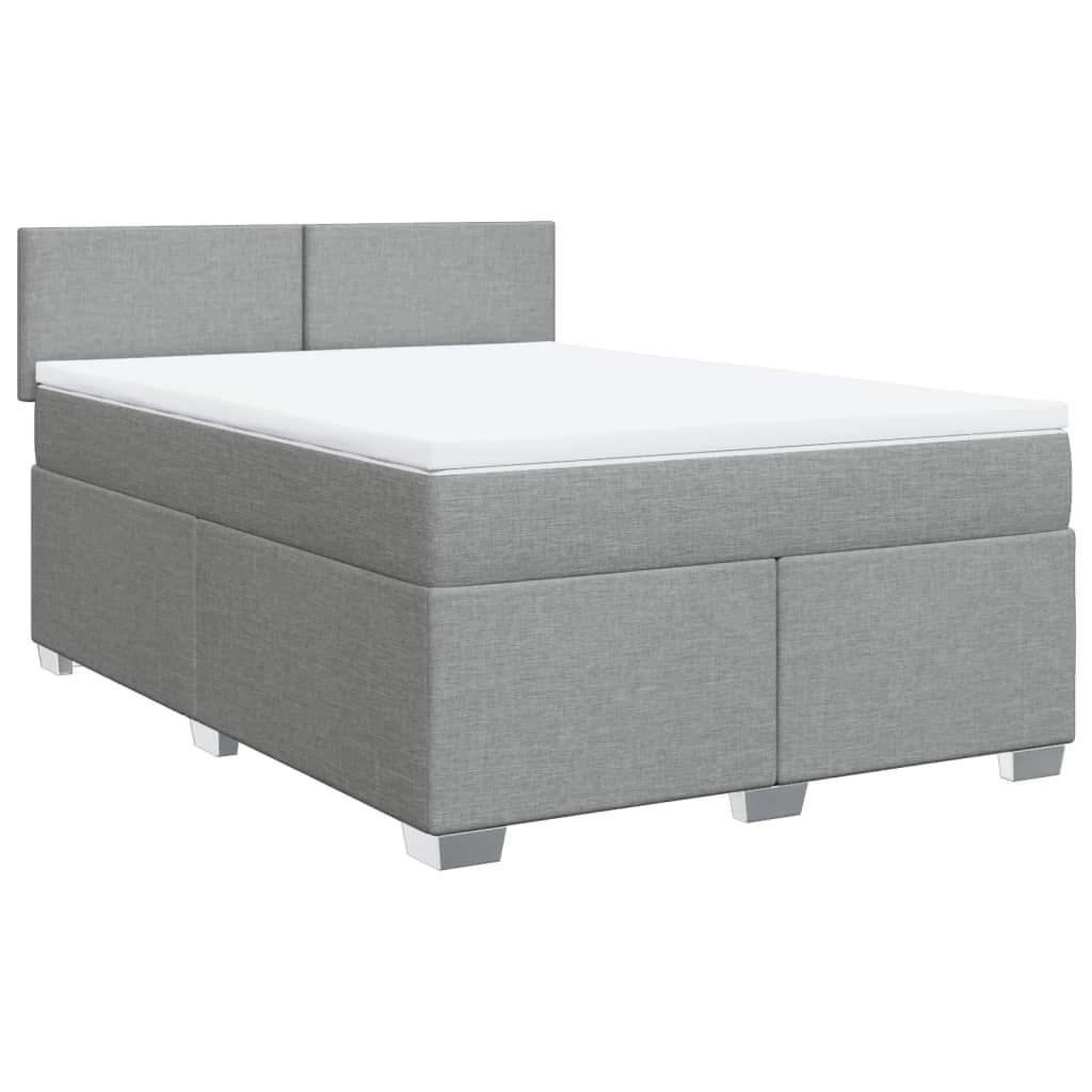 Sommier à lattes de lit avec matelas Gris clair 140x190cm Tissu - XIOS