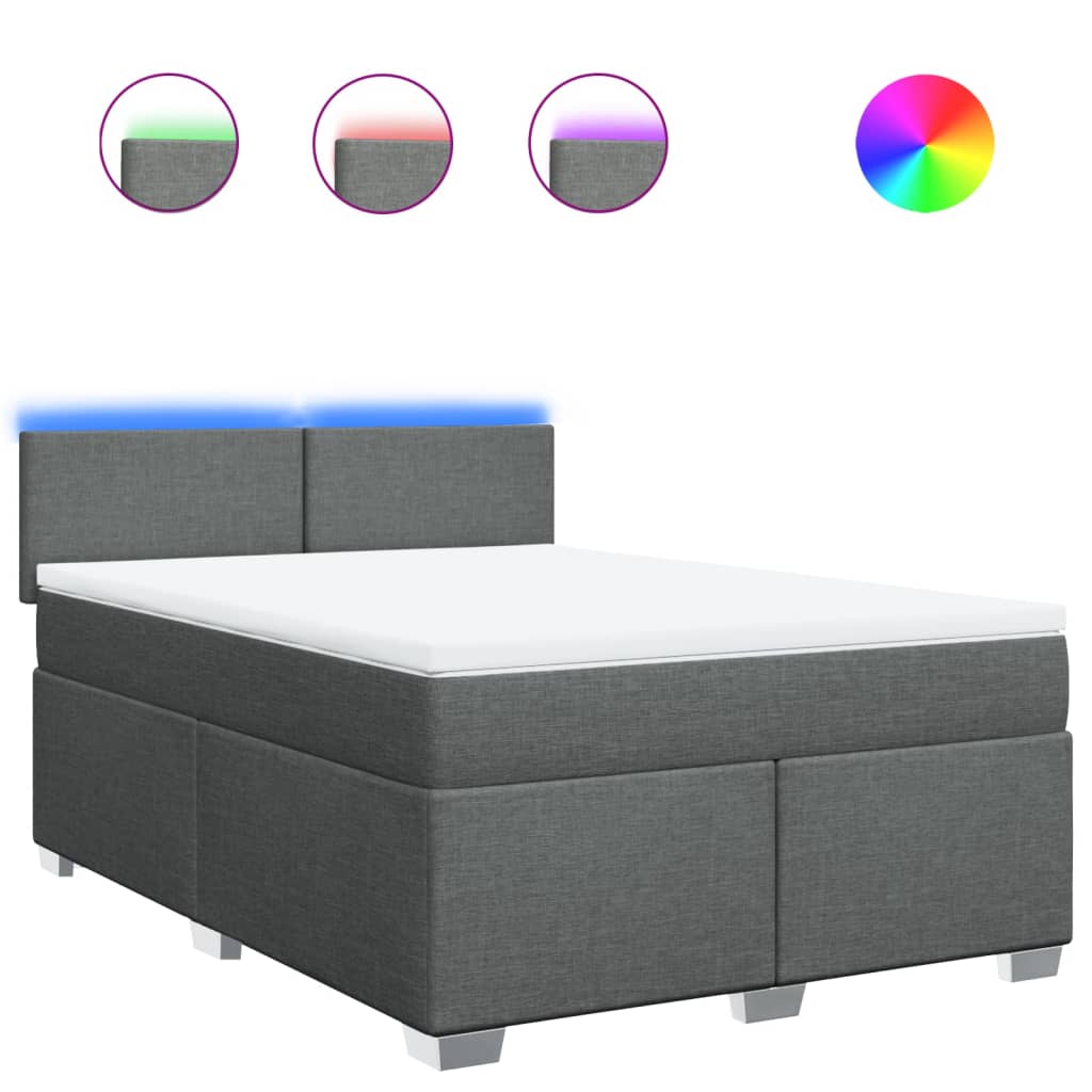 Sommier à lattes de lit avec matelas Gris foncé 140x190cm Tissu