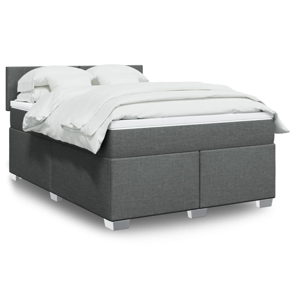 Sommier à lattes de lit avec matelas Gris foncé 140x190cm Tissu