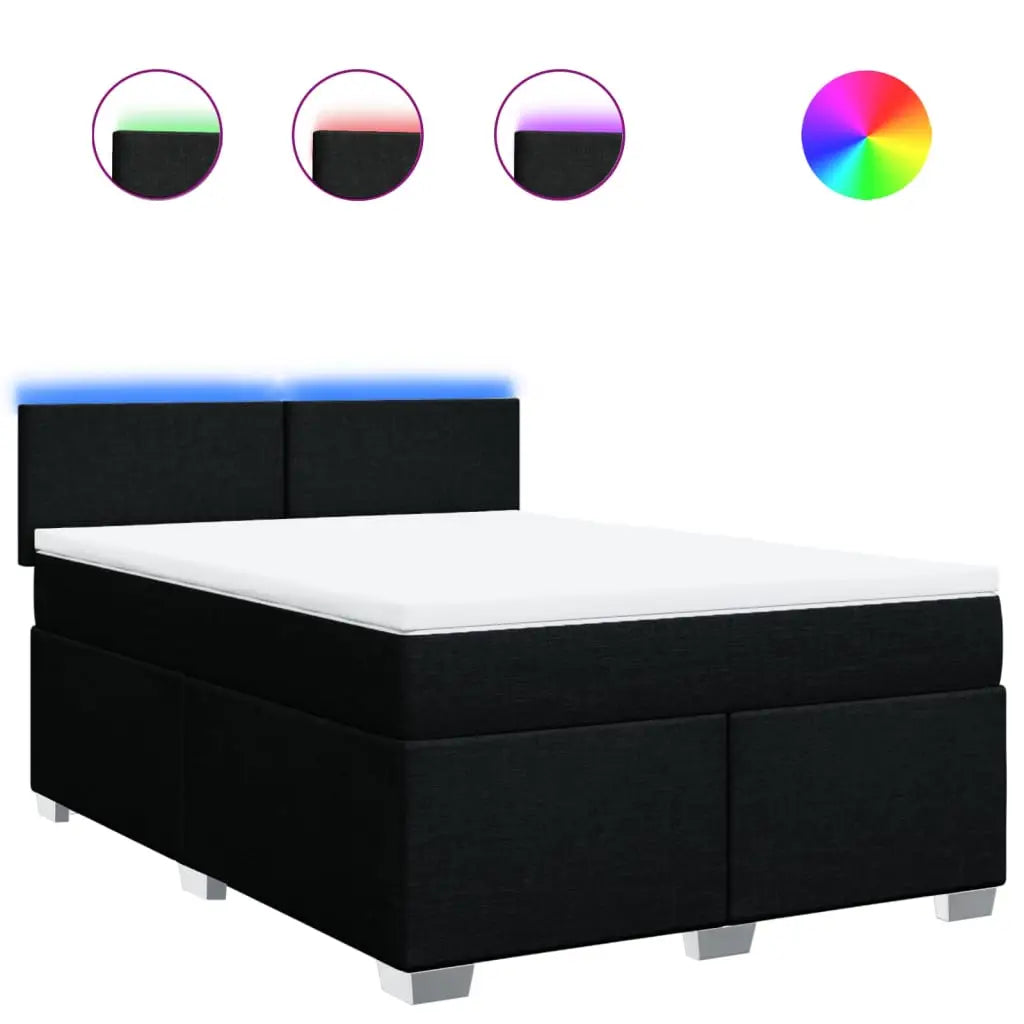 Sommier à lattes de lit avec matelas Noir 140x190 cm Tissu - XIOS