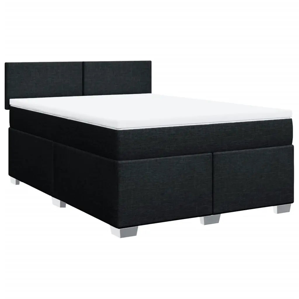 Sommier à lattes de lit avec matelas Noir 140x190 cm Tissu - XIOS