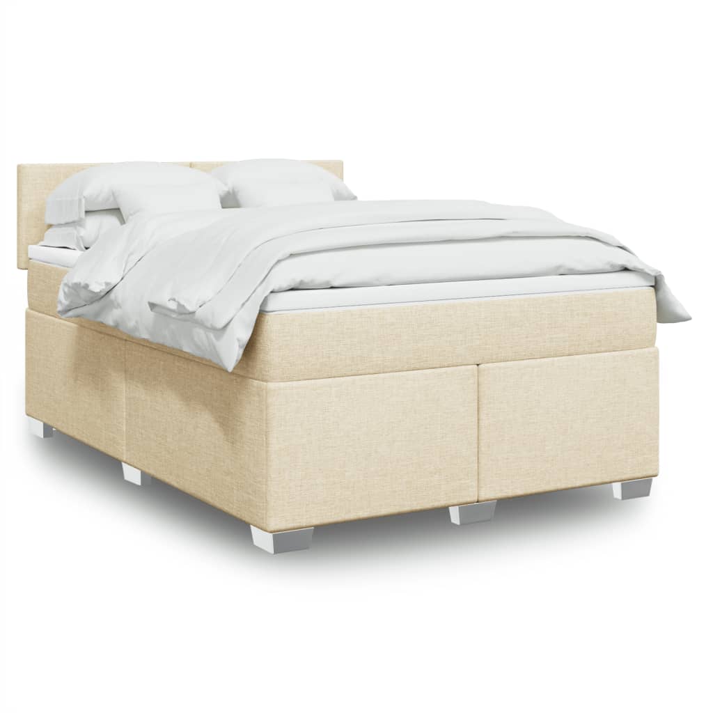 Sommier à lattes de lit avec matelas Crème 140x190 cm Tissu - XIOS