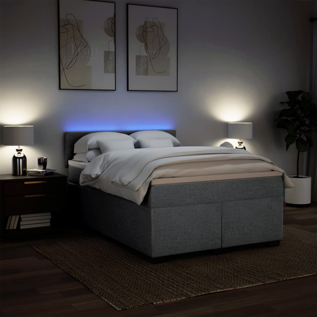 Sommier à lattes de lit avec matelas Gris clair 140x190cm Tissu - XIOS