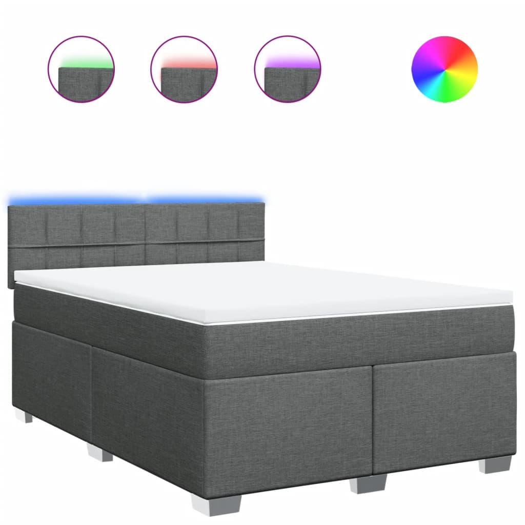 Sommier à lattes de lit avec matelas Gris foncé 140x190cm Tissu - XIOS