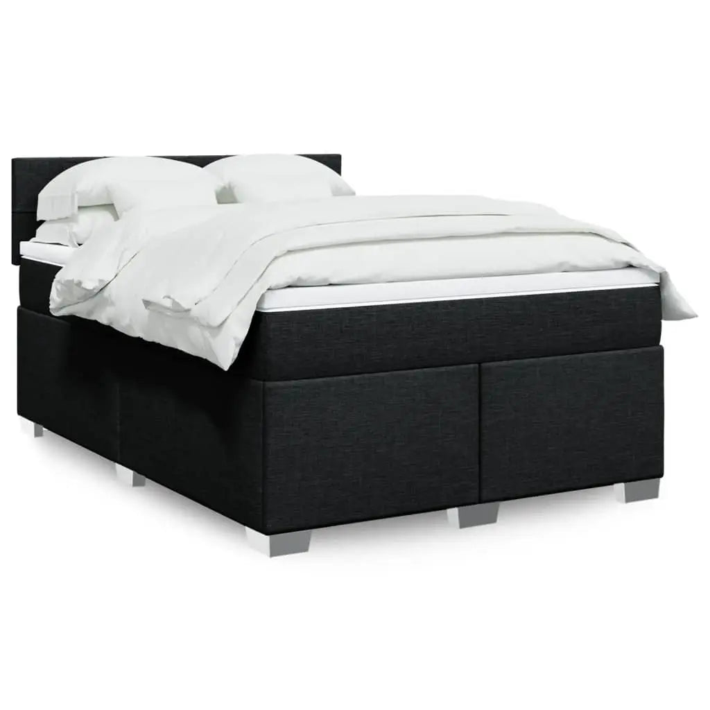 Sommier à lattes de lit avec matelas Noir 140x190 cm Tissu - XIOS