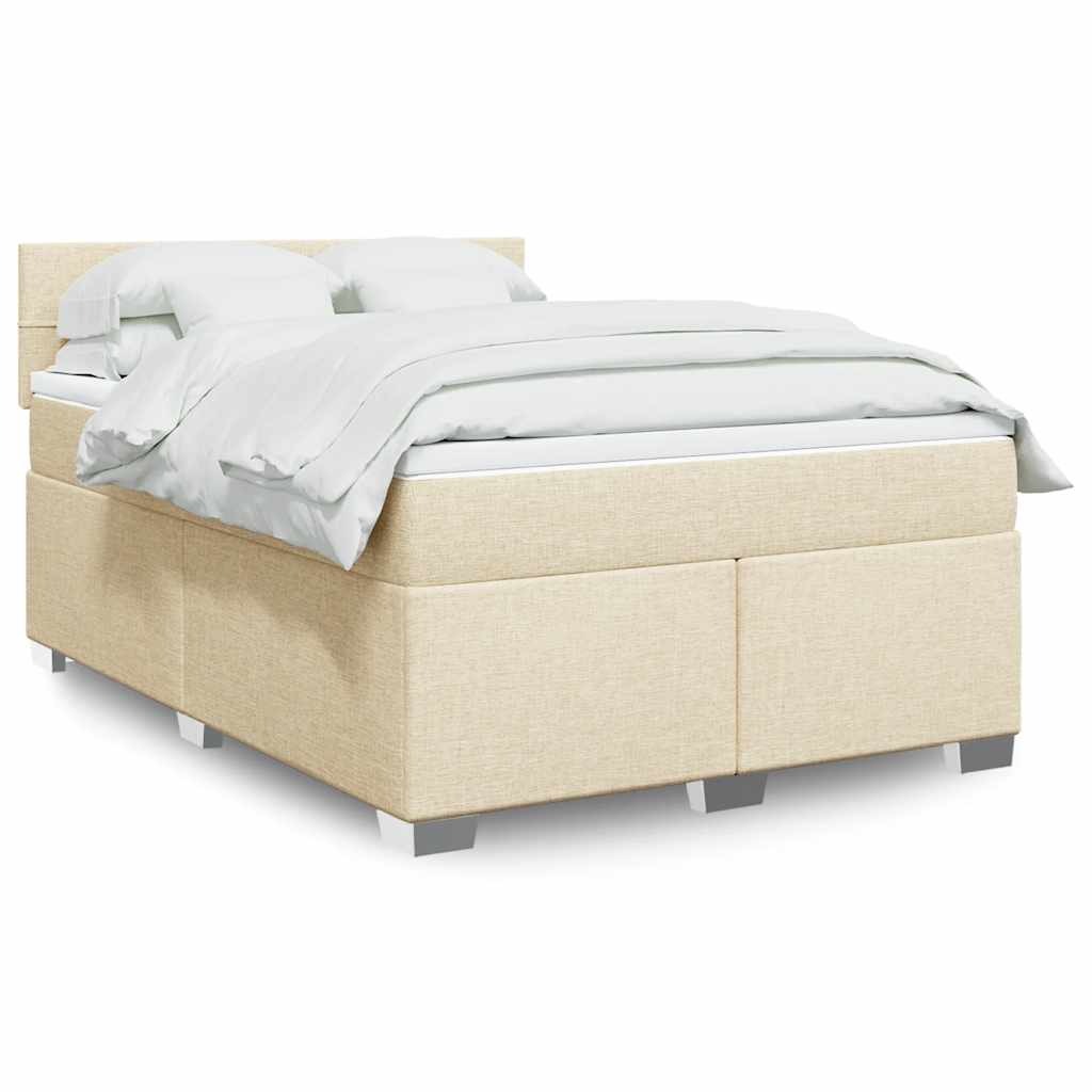 Sommier à lattes de lit avec matelas Crème 140x190 cm Tissu - XIOS
