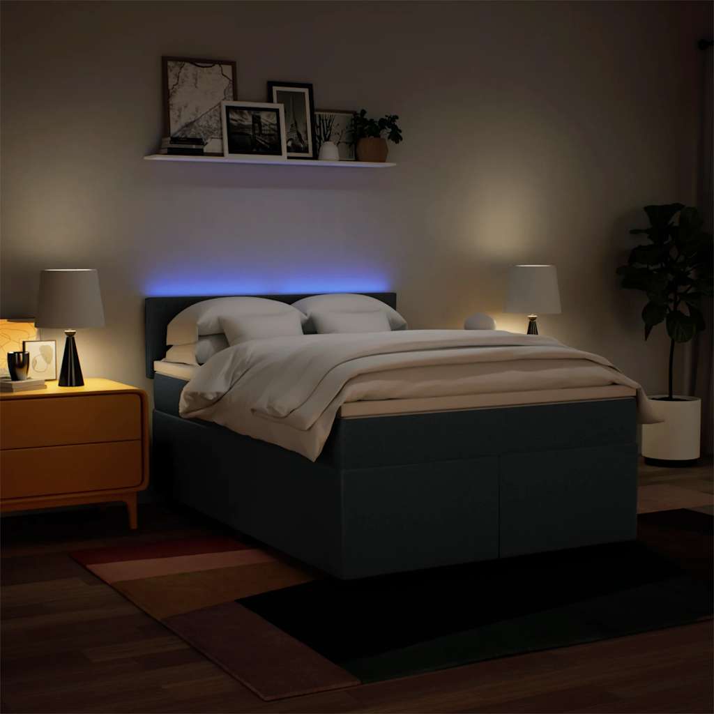 Sommier à lattes de lit avec matelas Bleu 140x190 cm Tissu - XIOS