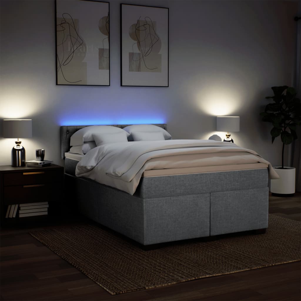 Sommier à lattes de lit avec matelas Gris clair 140x190cm Tissu - XIOS