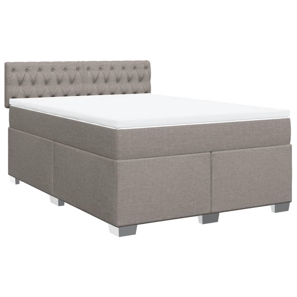 Sommier à lattes de lit avec matelas Taupe 140x190 cm Tissu