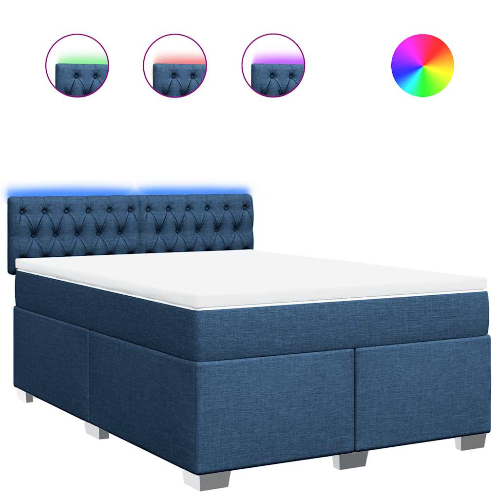 Sommier à lattes de lit avec matelas Bleu 140x190 cm Tissu - XIOS