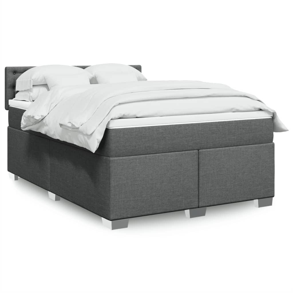Sommier à lattes de lit avec matelas Gris foncé 140x190cm Tissu - XIOS