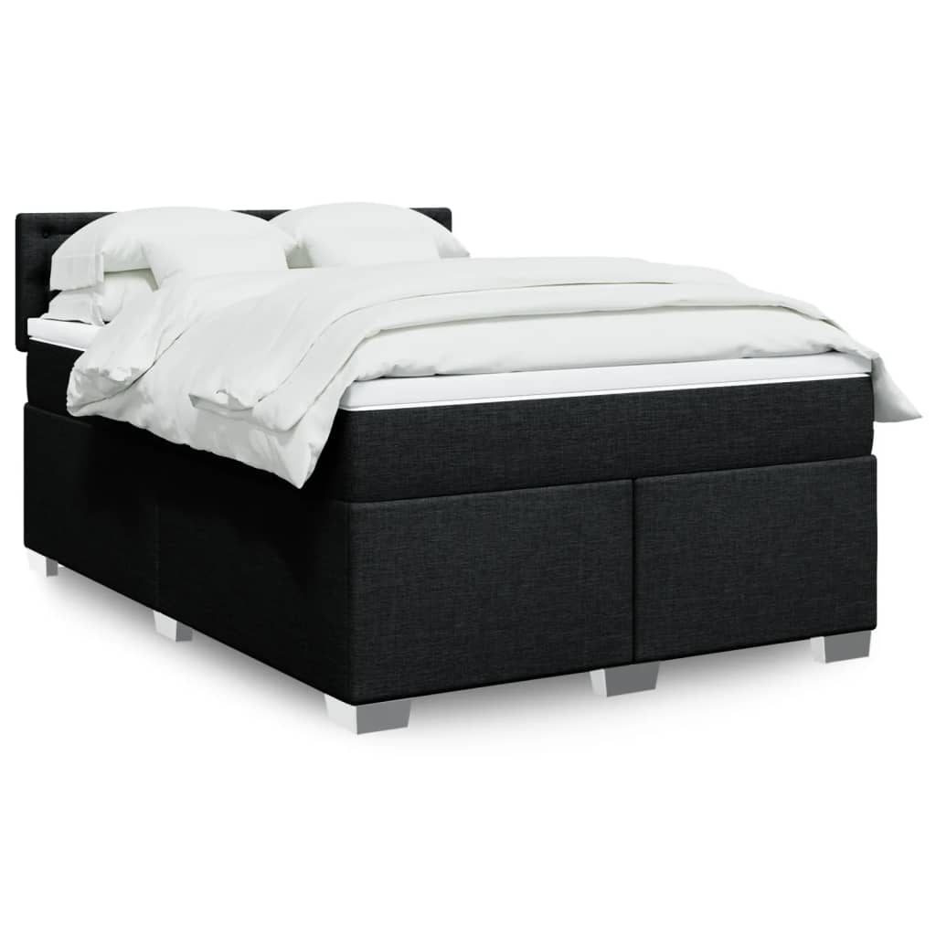 Sommier à lattes de lit avec matelas Noir 140x190 cm Tissu - XIOS