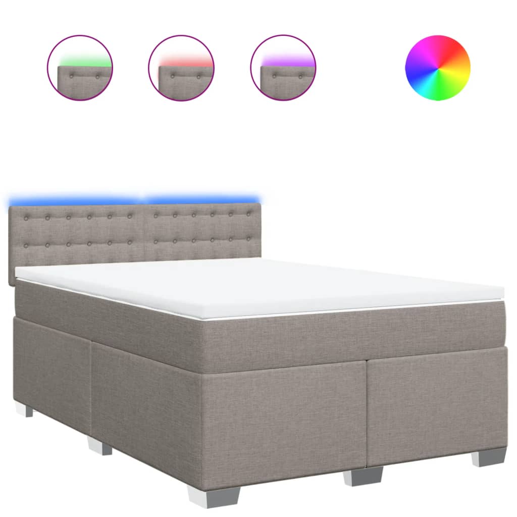 Sommier à lattes de lit avec matelas Taupe 140x190 cm Tissu - XIOS