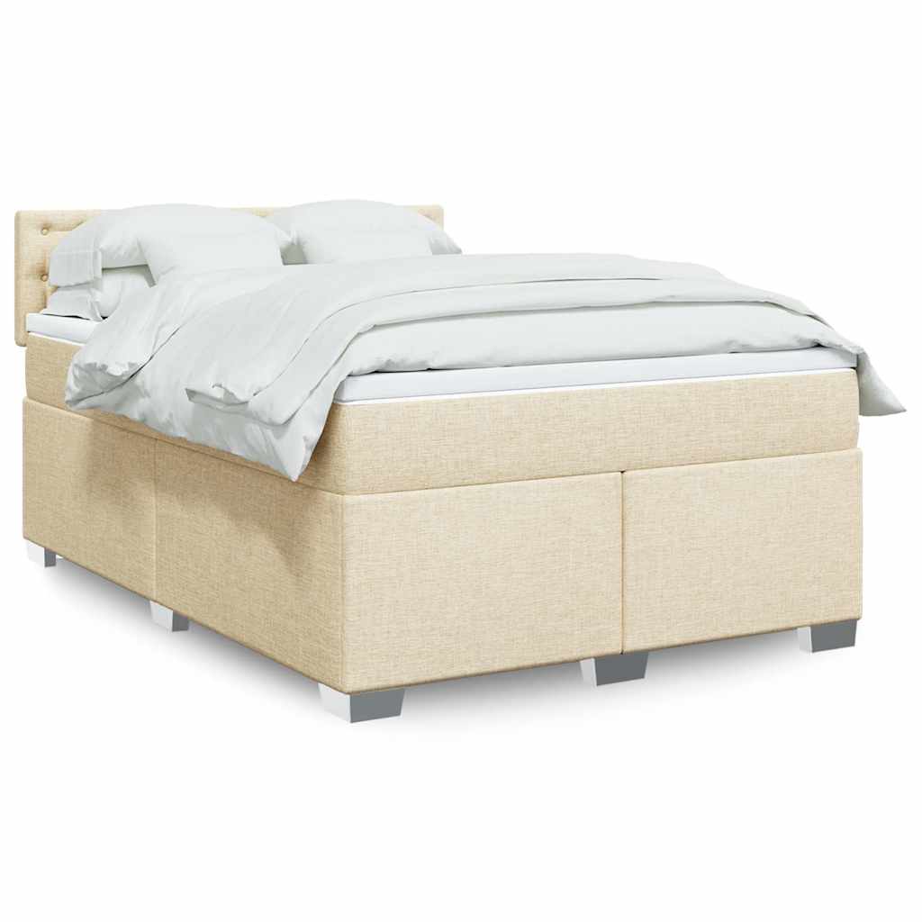 Sommier à lattes de lit avec matelas Crème 140x190 cm Tissu - XIOS