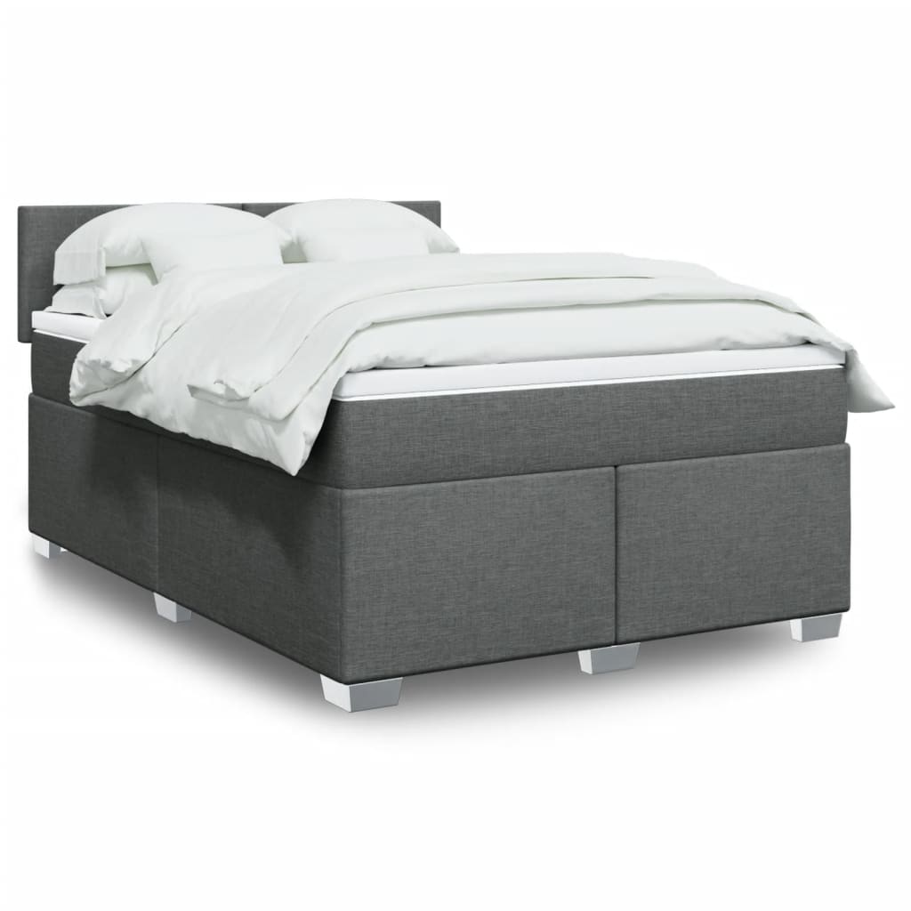 Sommier à lattes de lit avec matelas Gris foncé 140x200cm Tissu - XIOS