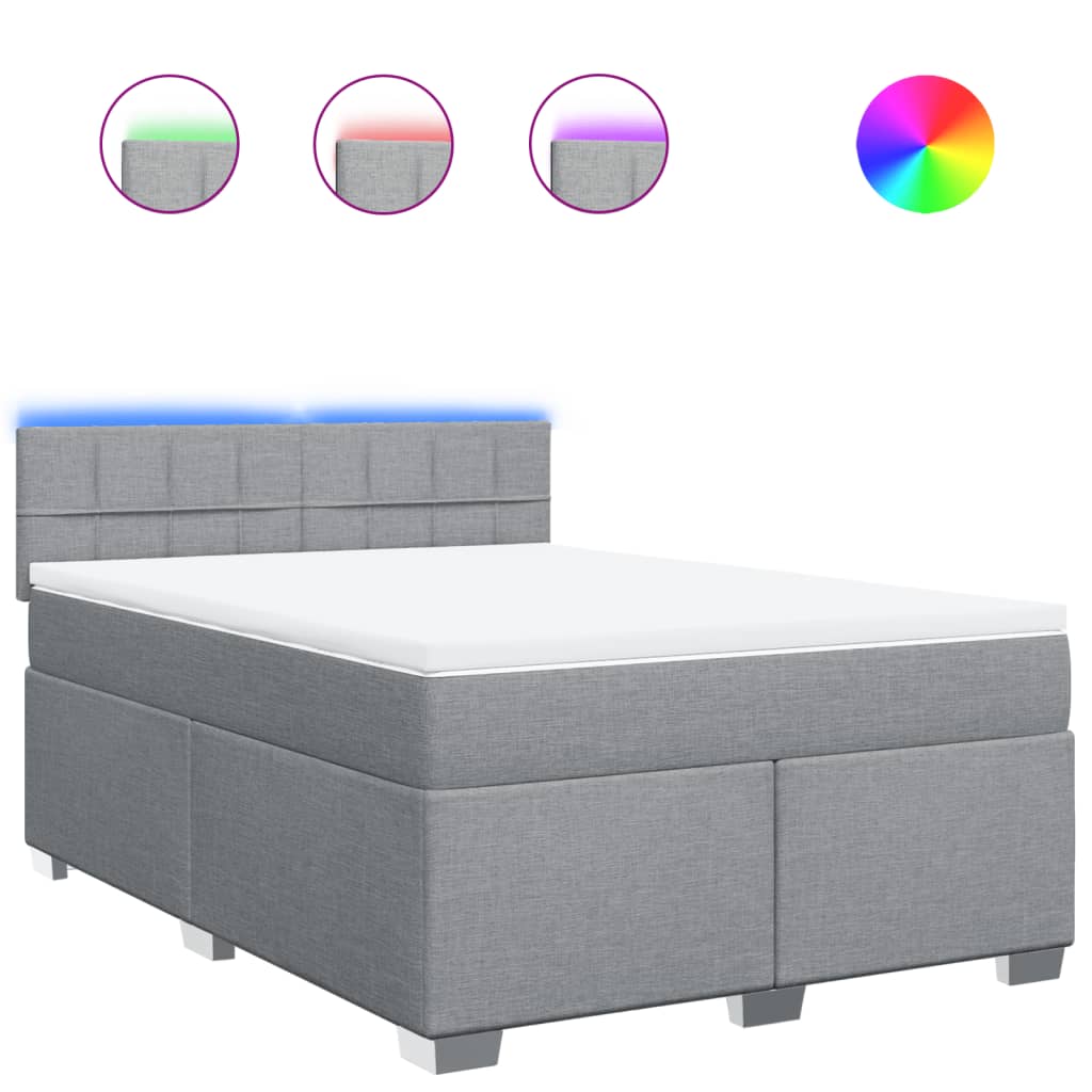 Sommier à lattes de lit avec matelas Gris clair 140x200cm Tissu